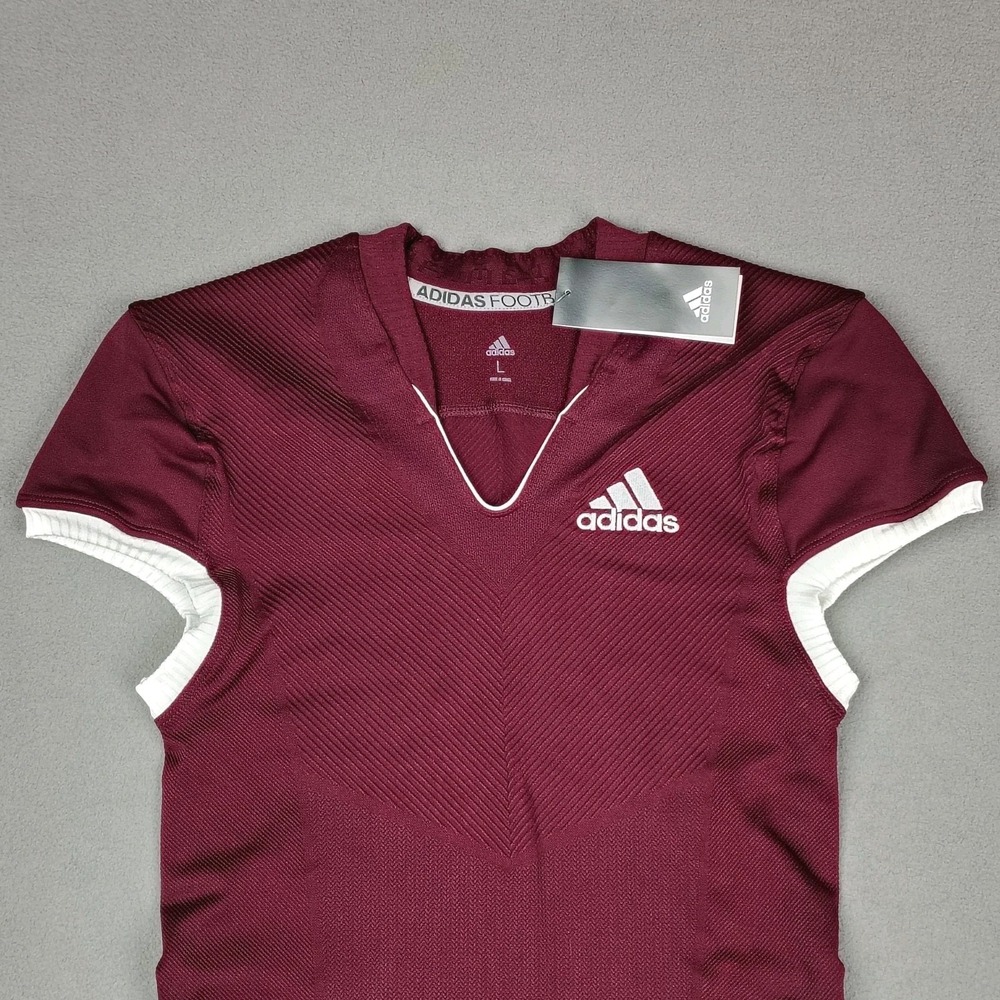 Adidas Primeknit A1 Football Jersey Large Maroon White Compression Blank New